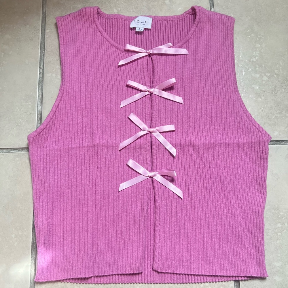 LeLis Pink Tank Top with Ribbon Bows